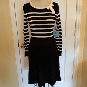 CeCe Black and White Stripe Sweater Dress Size XS